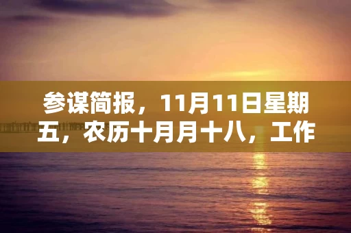 参谋简报，11月11日星期五，农历十月月十八，工作愉快，平安喜乐