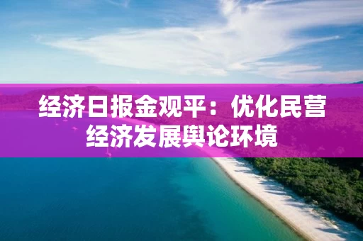 经济日报金观平：优化民营经济发展舆论环境