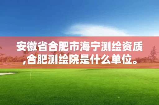 安徽省合肥市海宁测绘资质,合肥测绘院是什么单位。