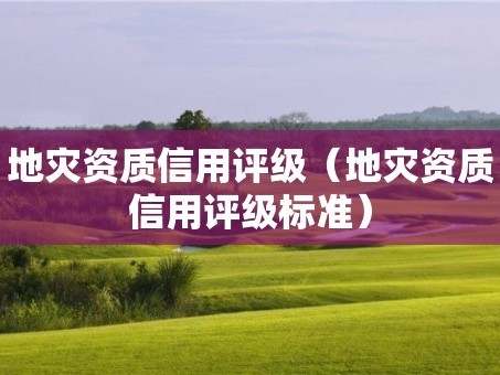 地灾资质信用评级（地灾资质信用评级标准）