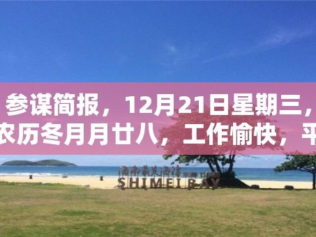 参谋简报，12月21日星期三，农历冬月月廿八，工作愉快，平安喜乐