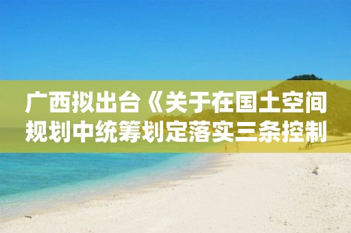 广西拟出台《关于在国土空间规划中统筹划定落实三条控制线的实施意见》