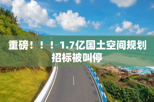 重磅！！！1.7亿国土空间规划招标被叫停