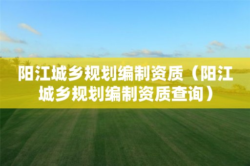 阳江城乡规划编制资质（阳江城乡规划编制资质查询）