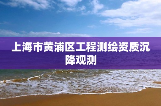 上海市黄浦区工程测绘资质沉降观测