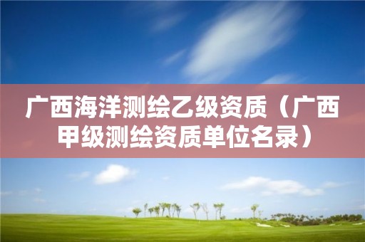 广西海洋测绘乙级资质（广西甲级测绘资质单位名录）