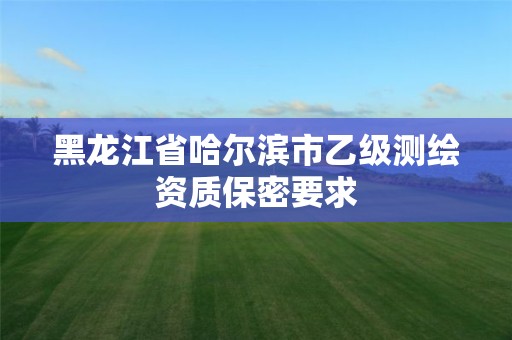 黑龙江省哈尔滨市乙级测绘资质保密要求 黑龙江省哈尔滨市乙级测绘资质保密要求