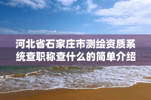 河北省石家庄市测绘资质系统查职称查什么的简单介绍 河北省石家庄市测绘资质系统查职称查什么的简单介绍