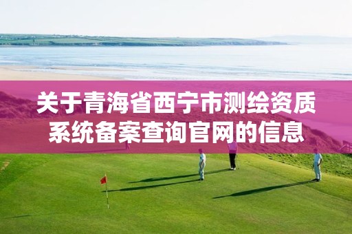 关于青海省西宁市测绘资质系统备案查询官网的信息