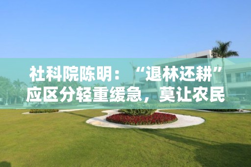 社科院陈明：“退林还耕”应区分轻重缓急，莫让农民“吃亏”