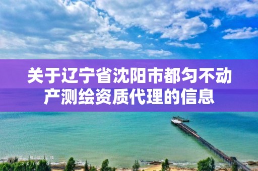 关于辽宁省沈阳市都匀不动产测绘资质代理的信息