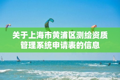 关于上海市黄浦区测绘资质管理系统申请表的信息