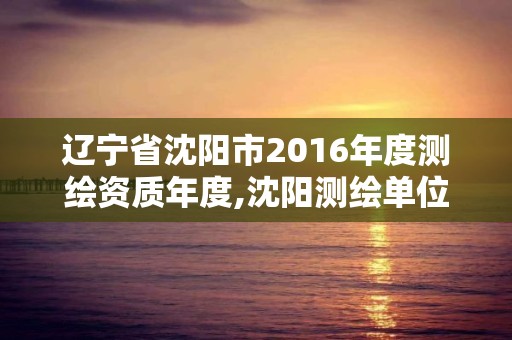 辽宁省沈阳市2016年度测绘资质年度,沈阳测绘单位。