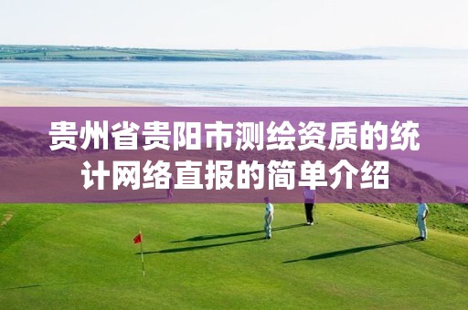 贵州省贵阳市测绘资质的统计网络直报的简单介绍