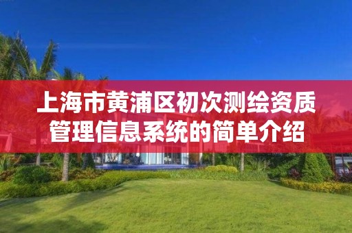 上海市黄浦区初次测绘资质管理信息系统的简单介绍 上海市黄浦区初次测绘资质管理信息系统的简单介绍