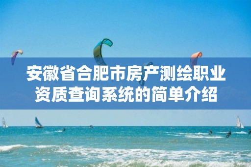 安徽省合肥市房产测绘职业资质查询系统的简单介绍
