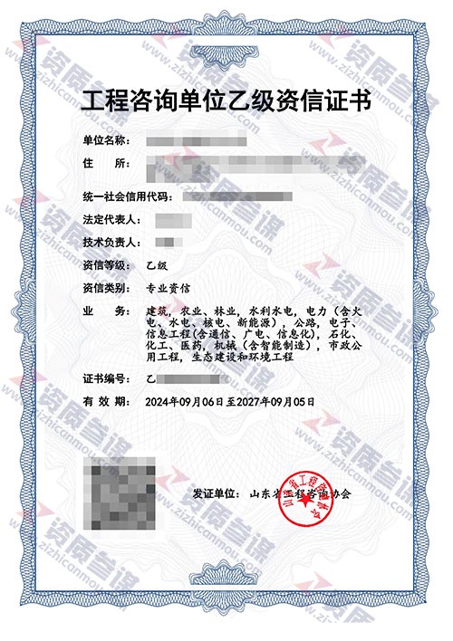 2024年9月山东省乙级工程咨询单位资信证书案例展示-7
