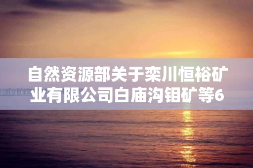 自然资源部关于栾川恒裕矿业有限公司白庙沟钼矿等6个矿山地质环境保护与土地复垦方案通过审查的公告