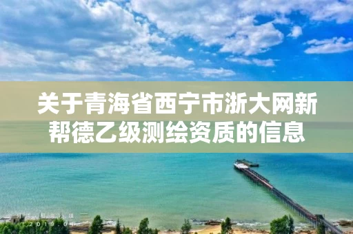 关于青海省西宁市浙大网新帮德乙级测绘资质的信息 关于青海省西宁市浙大网新帮德乙级测绘资质的信息