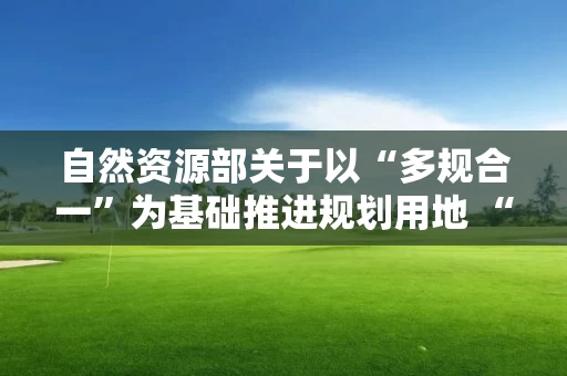 自然资源部关于以“多规合一”为基础推进规划用地 “多审合一、多证合一”改革的通知
