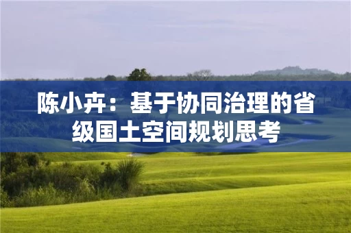 陈小卉：基于协同治理的省级国土空间规划思考