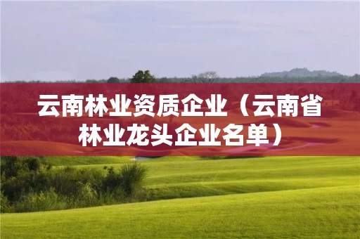 云南企业（云南省林业龙头企业名单）