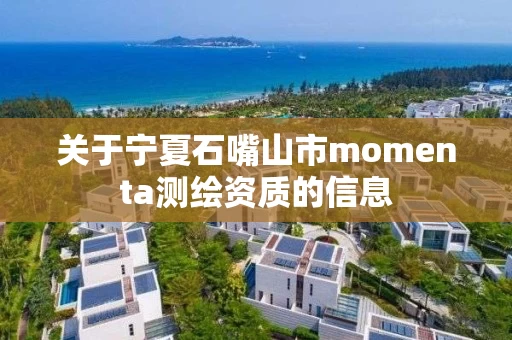 关于宁夏石嘴山市momenta测绘资质的信息