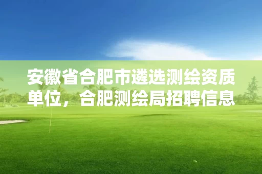 安徽省合肥市遴选测绘资质单位，合肥测绘局招聘信息