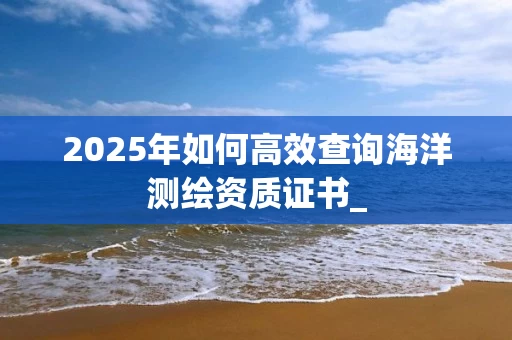 2025年如何高效查询海洋证书_