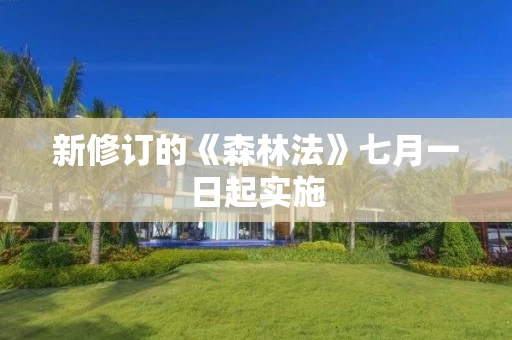 新修订的《森林法》七月一日起实施