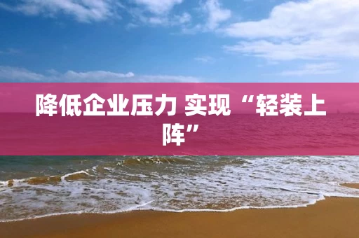 降低企业压力 实现“轻装上阵”