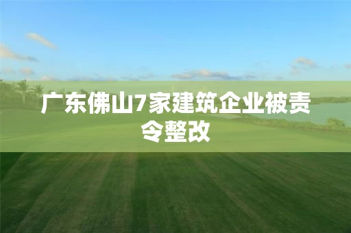 广东佛山7家建筑企业被责令整改