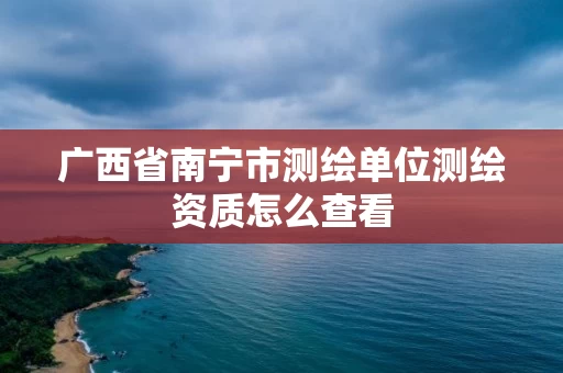 广西省南宁市测绘单位测绘资质怎么查看 广西省南宁市测绘单位测绘资质怎么查看