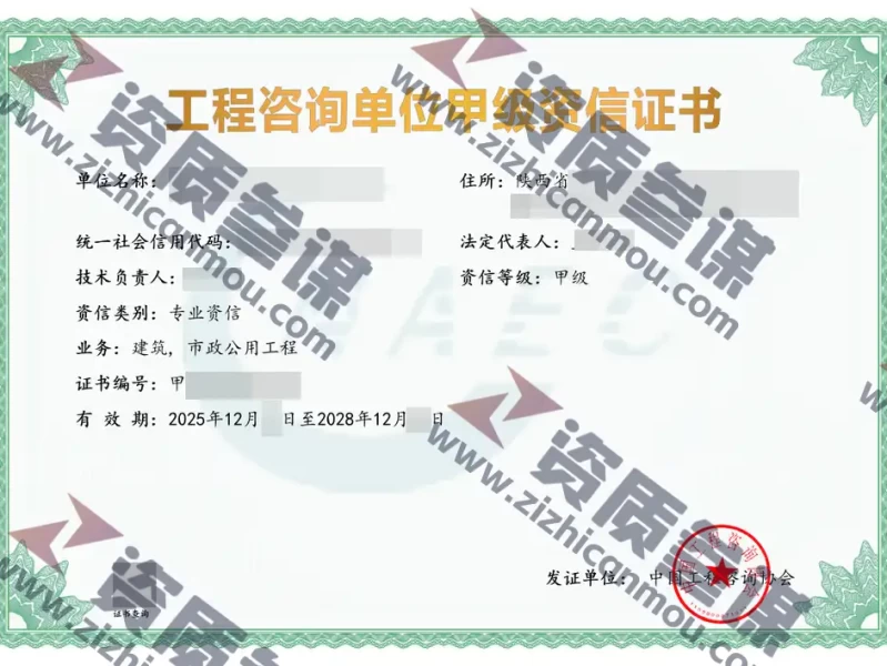 2025年12月陕西省甲级工程咨询单位资信证书案例展示-12