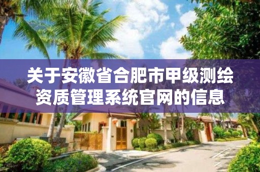 关于安徽省合肥市甲级测绘资质管理系统官网的信息 关于安徽省合肥市甲级测绘资质管理系统官网的信息