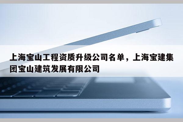 上海宝山工程资质升级公司名单，上海宝建集团宝山建筑发展有限公司